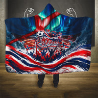 Norway Football Viking Row Hooded Blanket Viking Shield Aurora Borealis Dynamic Art