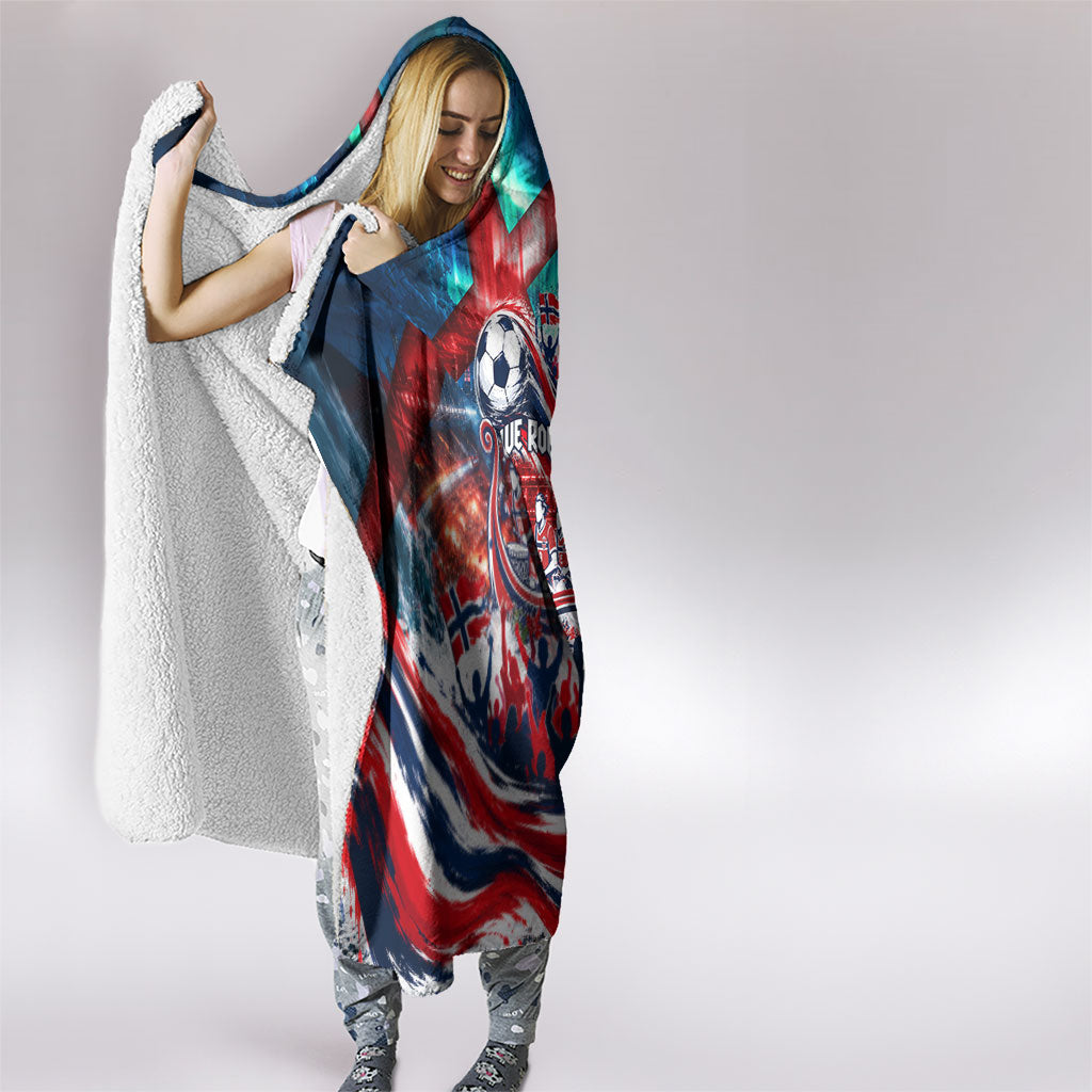 Norway Football Viking Row Hooded Blanket Viking Shield Aurora Borealis Dynamic Art