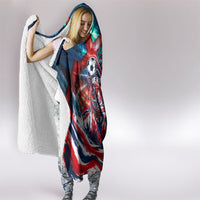 Norway Football Viking Row Hooded Blanket Viking Shield Aurora Borealis Dynamic Art