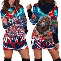 Norway Football Viking Row Hoodie Dress Viking Shield Aurora Borealis Dynamic Art
