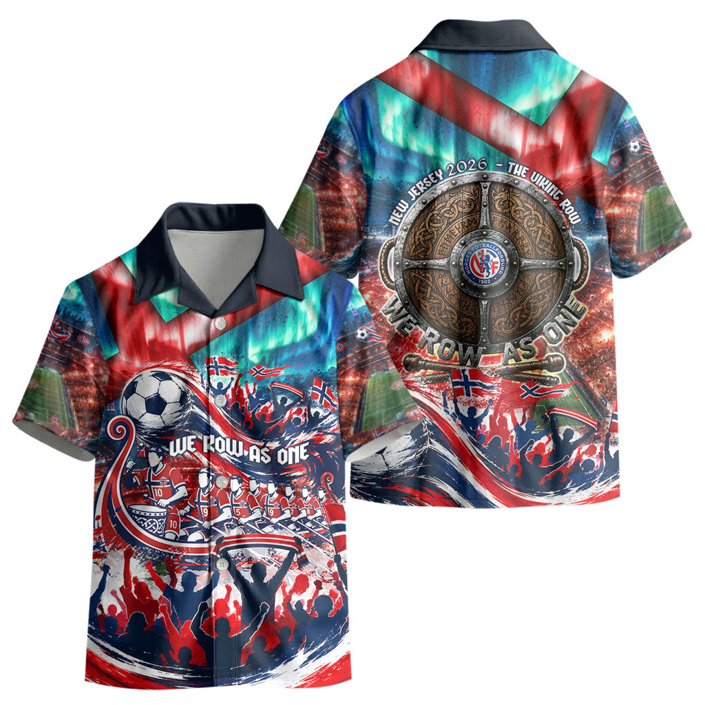 Norway Football Viking Row Kid Hawaiian Shirt Viking Shield Aurora Borealis Dynamic Art