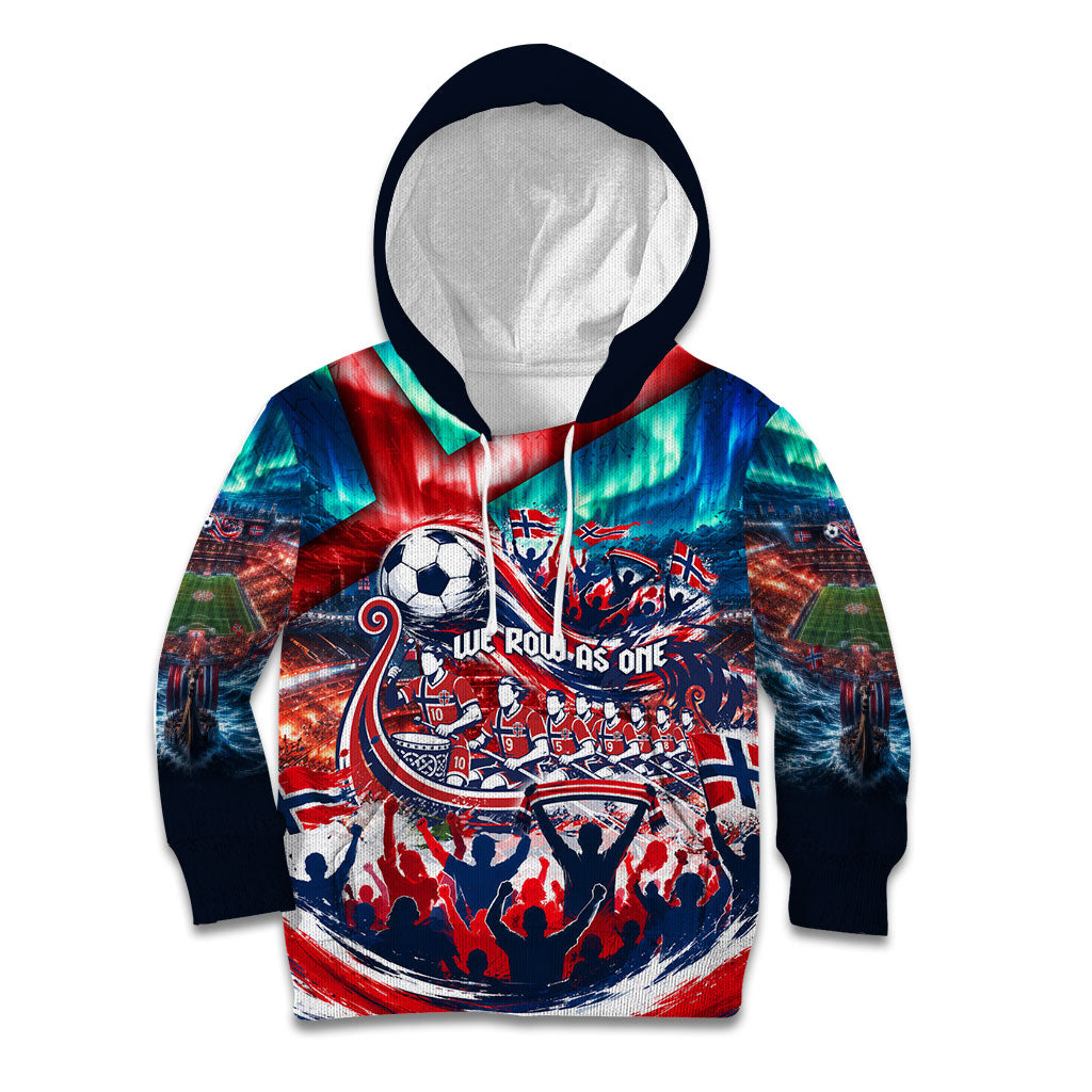 Norway Football Viking Row Kid Hoodie Viking Shield Aurora Borealis Dynamic Art