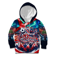 Norway Football Viking Row Kid Hoodie Viking Shield Aurora Borealis Dynamic Art