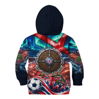 Norway Football Viking Row Kid Hoodie Viking Shield Aurora Borealis Dynamic Art