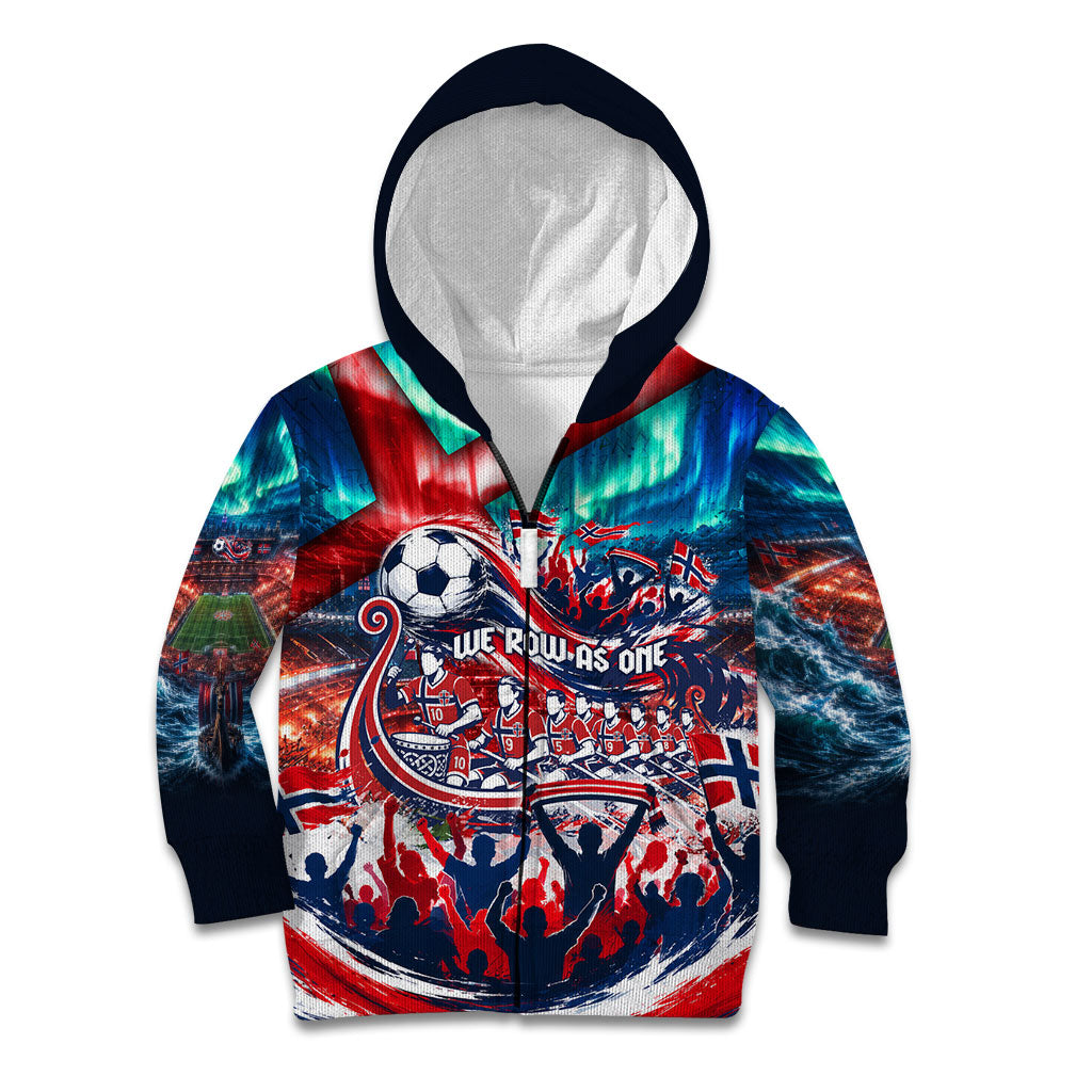 Norway Football Viking Row Kid Hoodie Viking Shield Aurora Borealis Dynamic Art