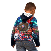 Norway Football Viking Row Kid Hoodie Viking Shield Aurora Borealis Dynamic Art