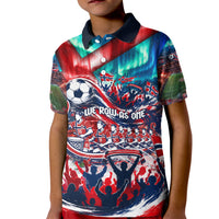 Norway Football Viking Row Kid Polo Shirt Viking Shield Aurora Borealis Dynamic Art
