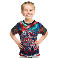 Norway Football Viking Row Kid T Shirt Viking Shield Aurora Borealis Dynamic Art