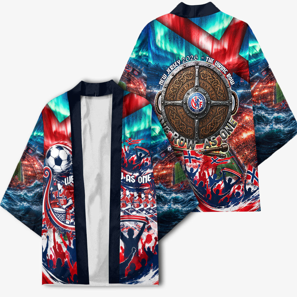 Norway Football Viking Row Kimono Viking Shield Aurora Borealis Dynamic Art