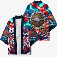 Norway Football Viking Row Kimono Viking Shield Aurora Borealis Dynamic Art