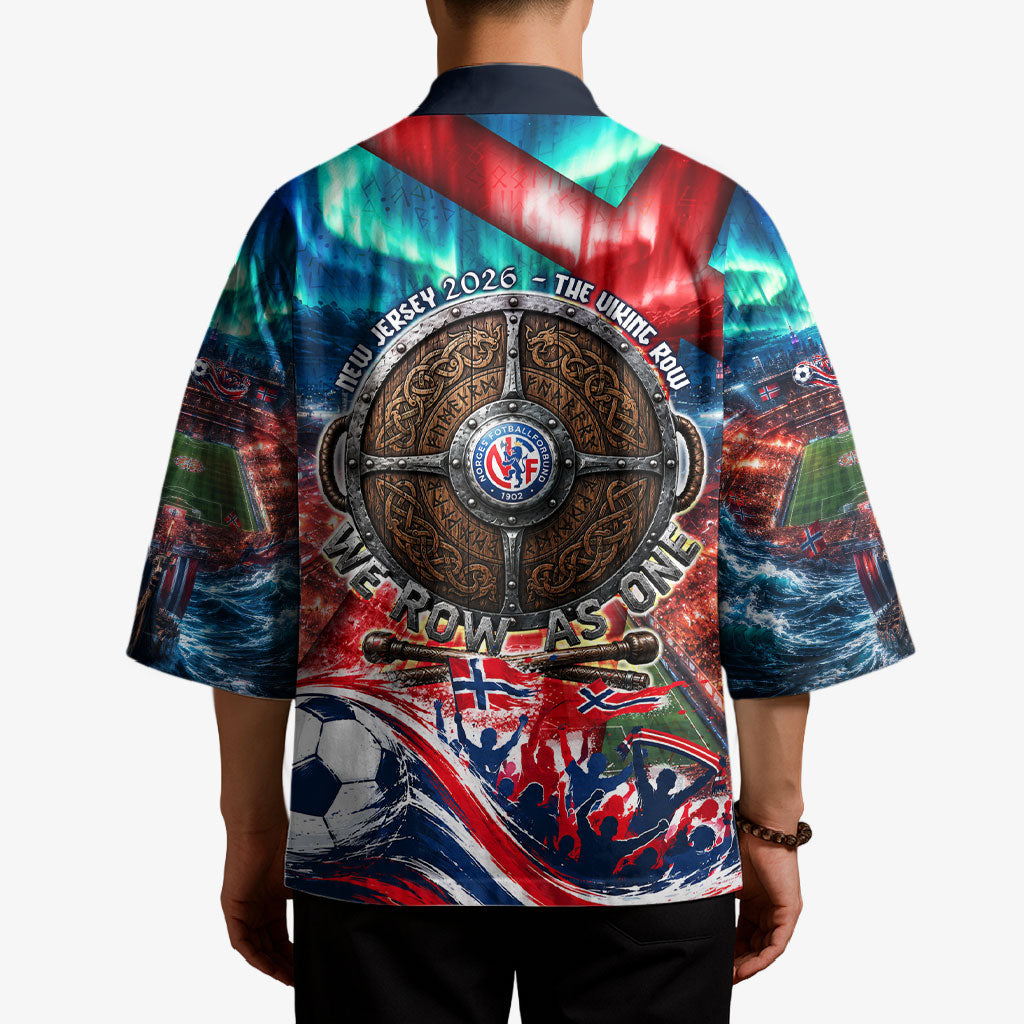 Norway Football Viking Row Kimono Viking Shield Aurora Borealis Dynamic Art
