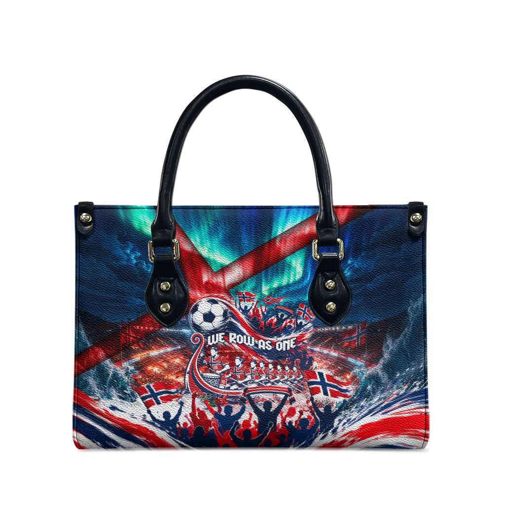 Norway Football Viking Row Leather Bag Viking Shield Aurora Borealis Dynamic Art