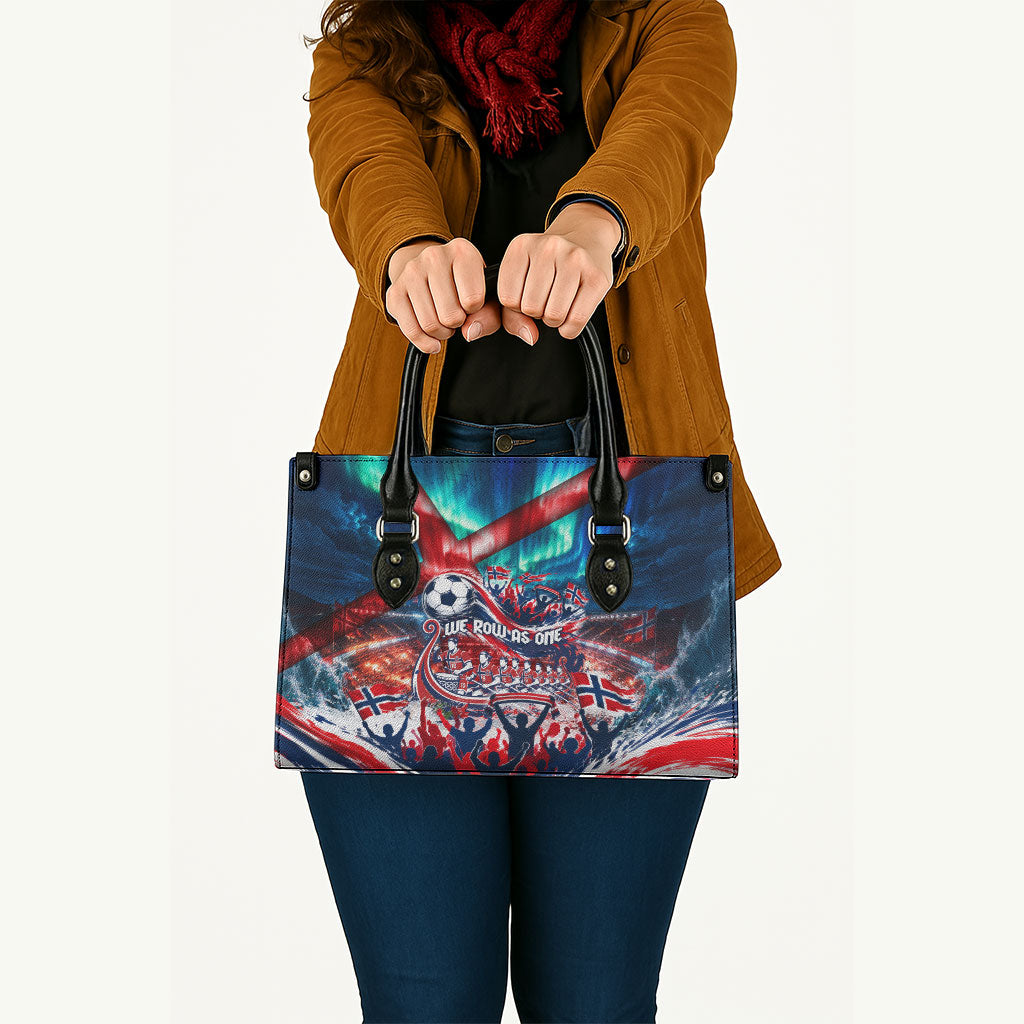 Norway Football Viking Row Leather Bag Viking Shield Aurora Borealis Dynamic Art