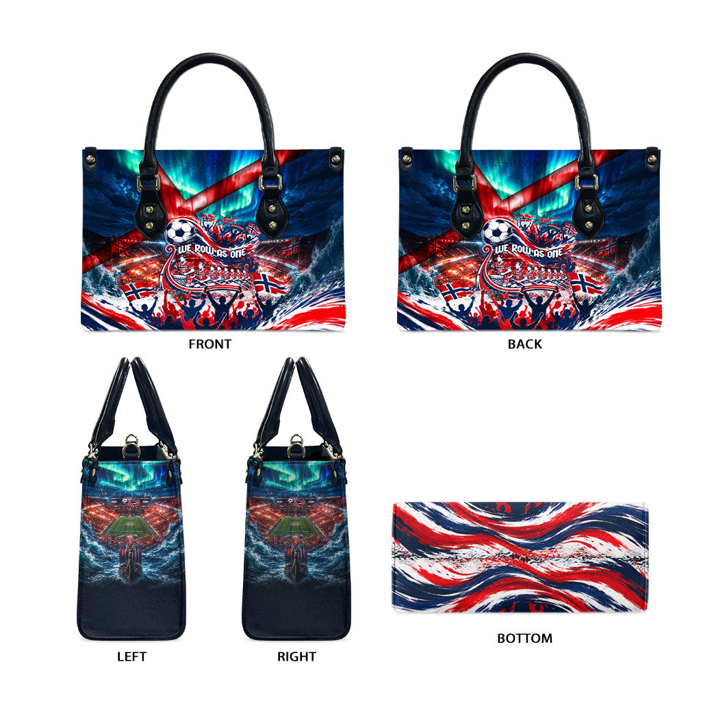 Norway Football Viking Row Leather Bag Viking Shield Aurora Borealis Dynamic Art