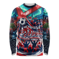 Norway Football Viking Row Long Sleeve Shirt Viking Shield Aurora Borealis Dynamic Art