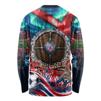 Norway Football Viking Row Long Sleeve Shirt Viking Shield Aurora Borealis Dynamic Art