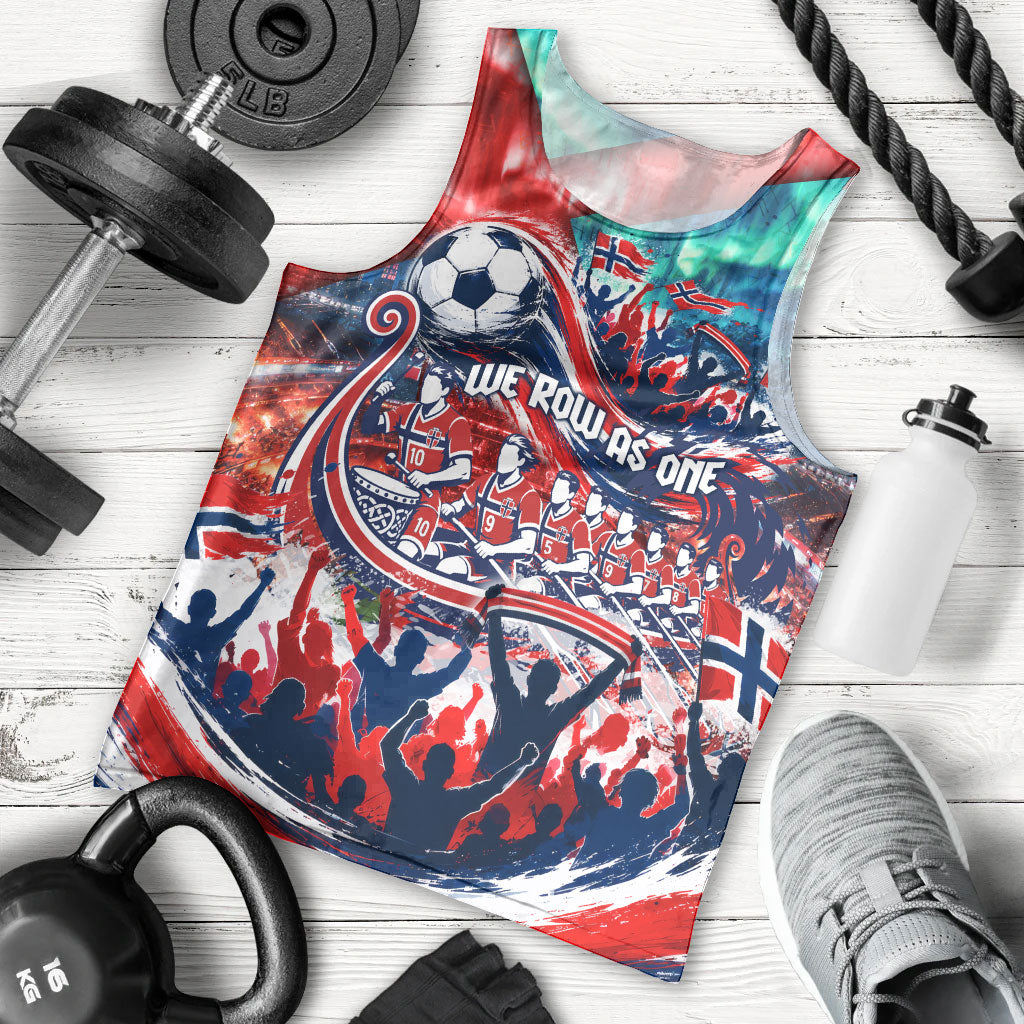 Norway Football Viking Row Men Tank Top Viking Shield Aurora Borealis Dynamic Art