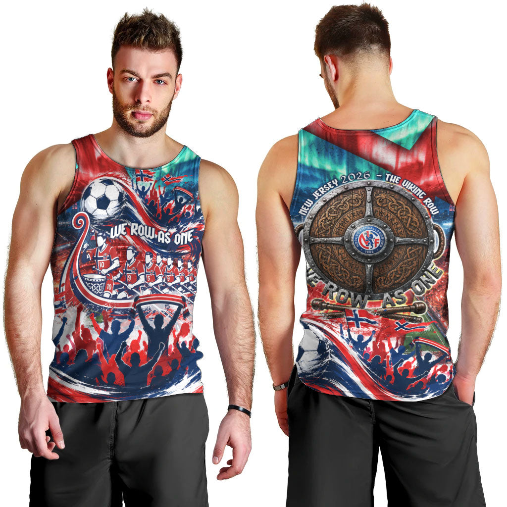 Norway Football Viking Row Men Tank Top Viking Shield Aurora Borealis Dynamic Art