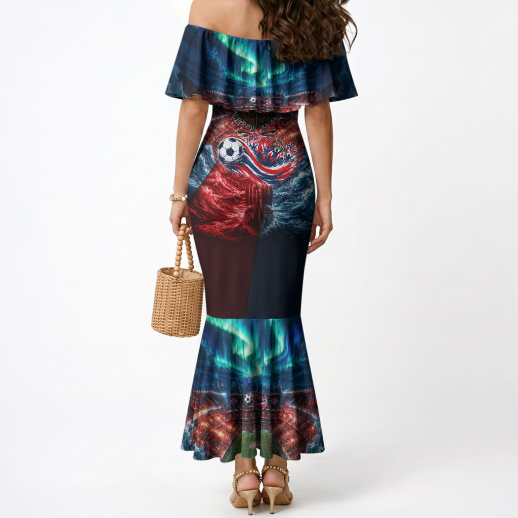 Norway Football Viking Row Mermaid Dress Viking Shield Aurora Borealis Dynamic Art