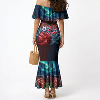 Norway Football Viking Row Mermaid Dress Viking Shield Aurora Borealis Dynamic Art