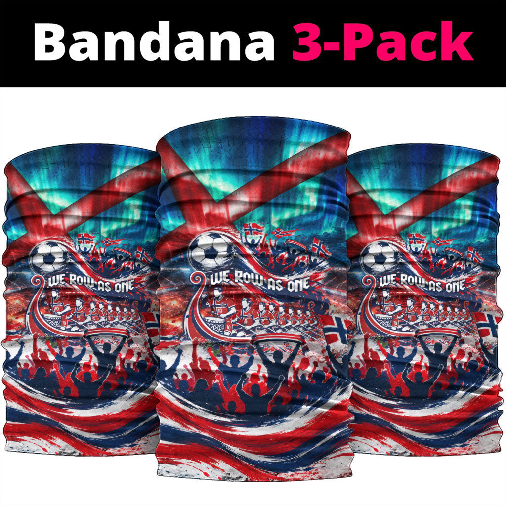 Norway Football Viking Row Neck Gaiter Viking Shield Aurora Borealis Dynamic Art