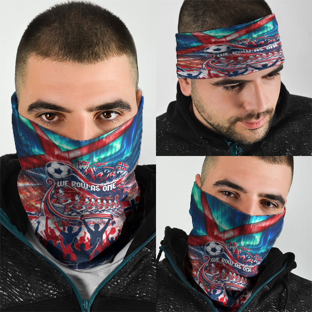 Norway Football Viking Row Neck Gaiter Viking Shield Aurora Borealis Dynamic Art
