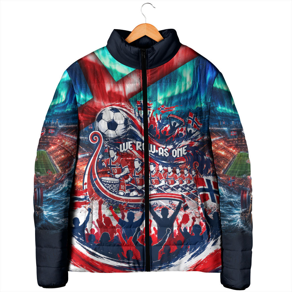 Norway Football Viking Row Padded Jacket Viking Shield Aurora Borealis Dynamic Art