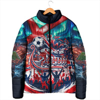 Norway Football Viking Row Padded Jacket Viking Shield Aurora Borealis Dynamic Art