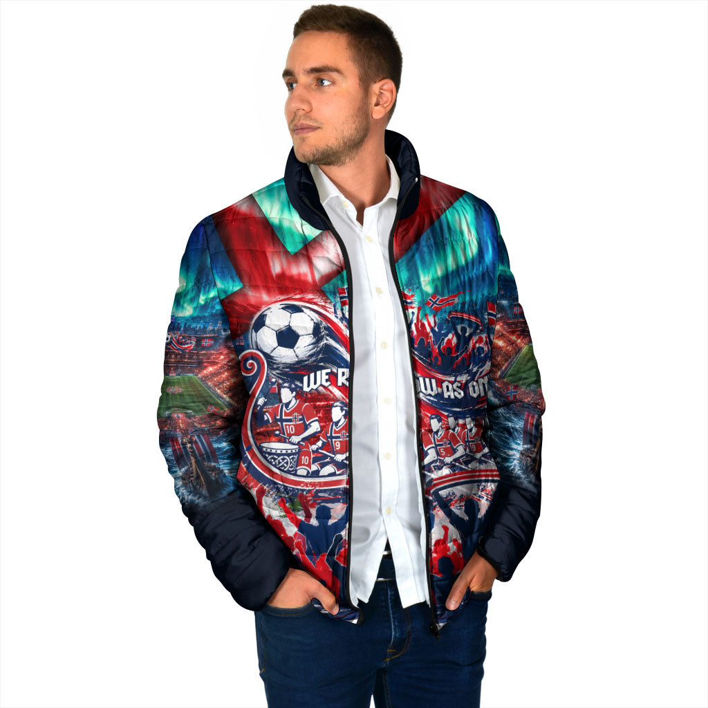 Norway Football Viking Row Padded Jacket Viking Shield Aurora Borealis Dynamic Art