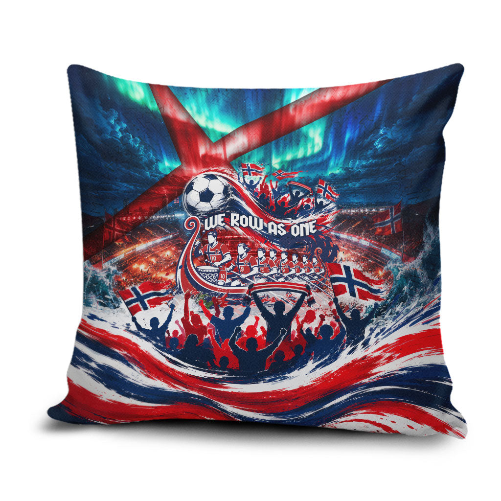 Norway Football Viking Row Pillow Cover Viking Shield Aurora Borealis Dynamic Art