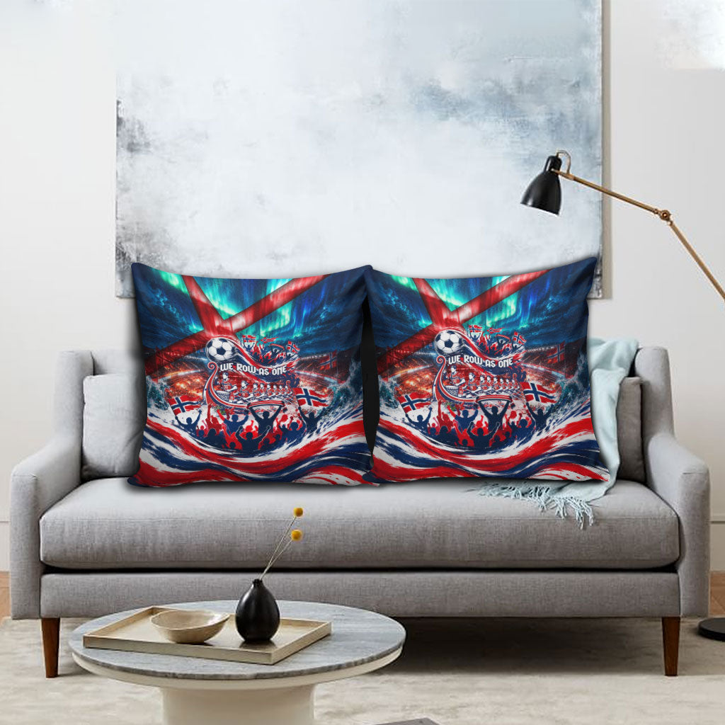Norway Football Viking Row Pillow Cover Viking Shield Aurora Borealis Dynamic Art