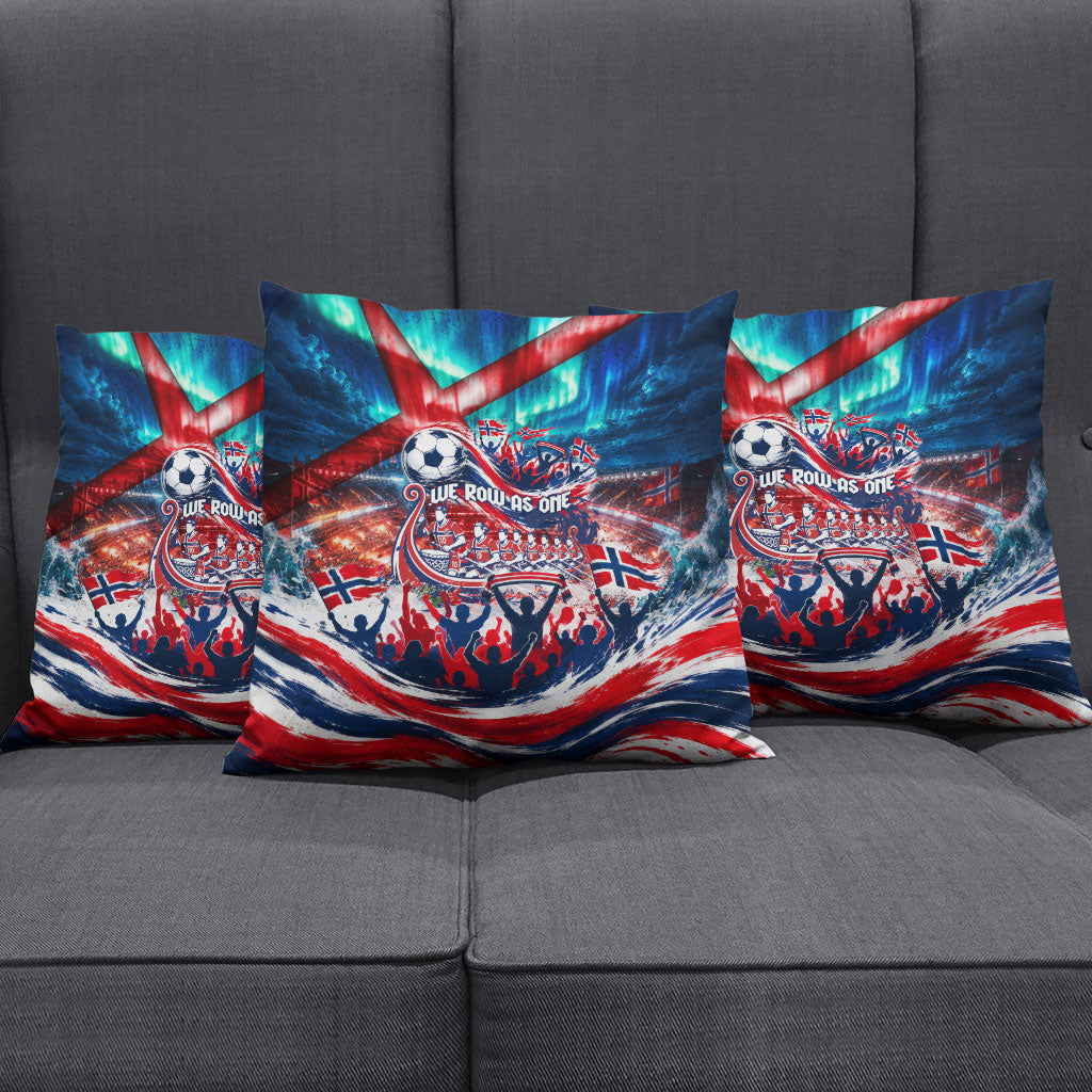 Norway Football Viking Row Pillow Cover Viking Shield Aurora Borealis Dynamic Art
