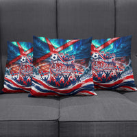 Norway Football Viking Row Pillow Cover Viking Shield Aurora Borealis Dynamic Art