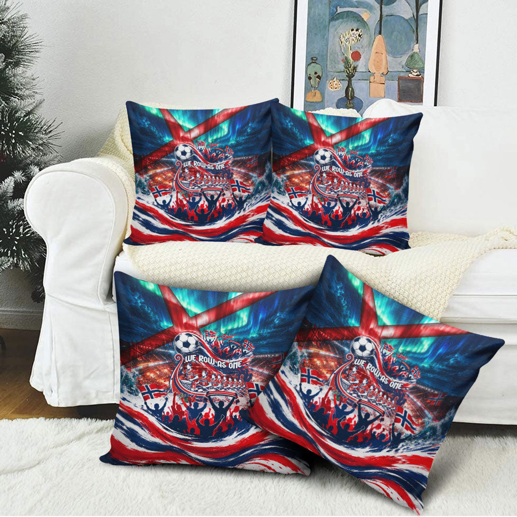 Norway Football Viking Row Pillow Cover Viking Shield Aurora Borealis Dynamic Art