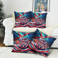 Norway Football Viking Row Pillow Cover Viking Shield Aurora Borealis Dynamic Art