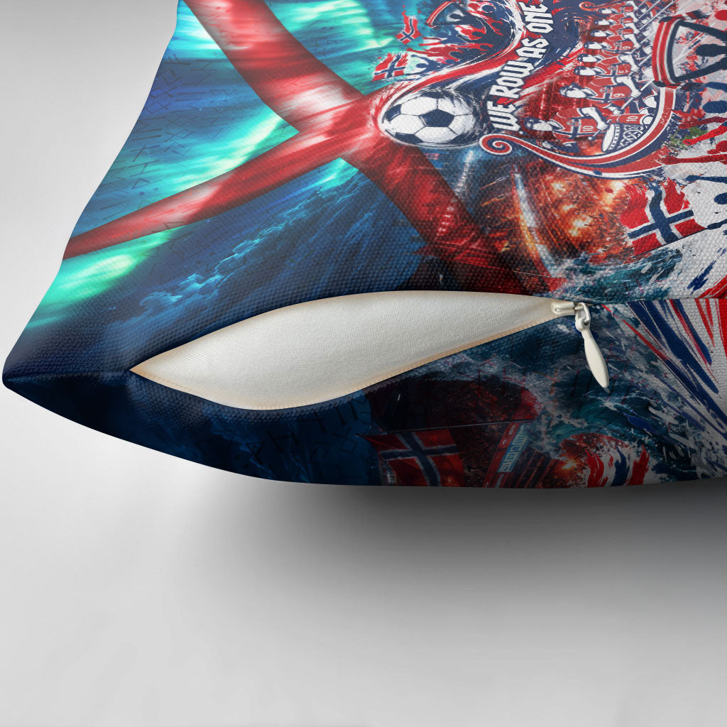 Norway Football Viking Row Pillow Cover Viking Shield Aurora Borealis Dynamic Art