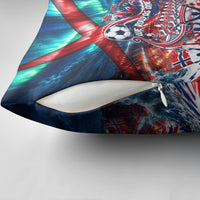 Norway Football Viking Row Pillow Cover Viking Shield Aurora Borealis Dynamic Art