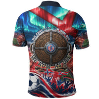 Norway Football Viking Row Polo Shirt Viking Shield Aurora Borealis Dynamic Art