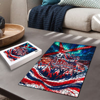 Norway Football Viking Row Puzzle Viking Shield Aurora Borealis Dynamic Art