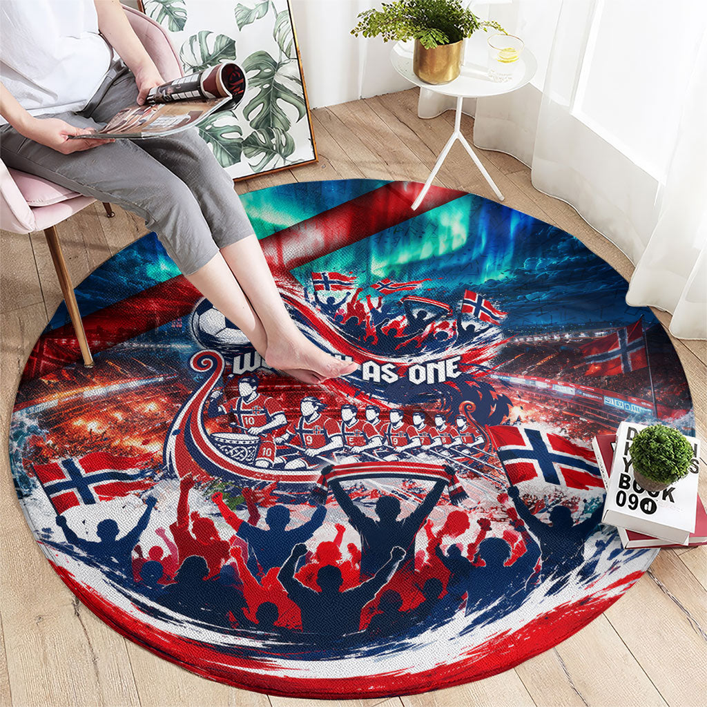 Norway Football Viking Row Round Carpet Viking Shield Aurora Borealis Dynamic Art