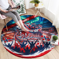 Norway Football Viking Row Round Carpet Viking Shield Aurora Borealis Dynamic Art