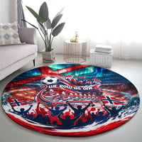 Norway Football Viking Row Round Carpet Viking Shield Aurora Borealis Dynamic Art
