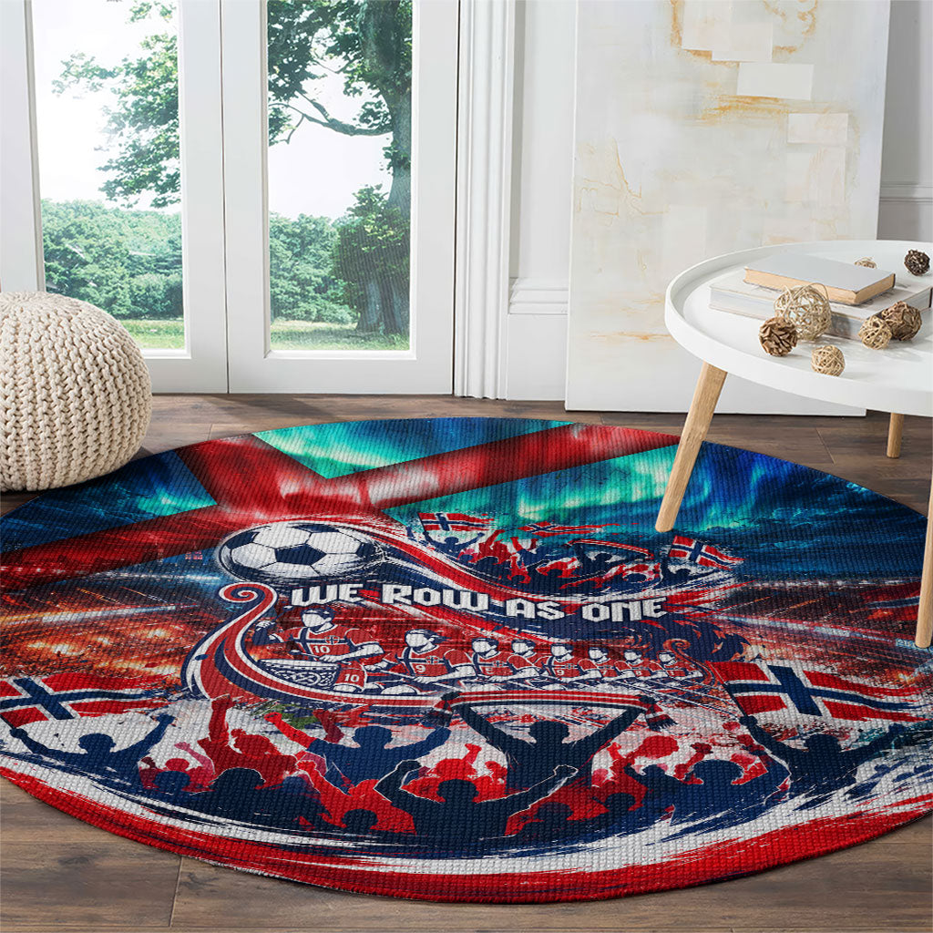 Norway Football Viking Row Round Carpet Viking Shield Aurora Borealis Dynamic Art