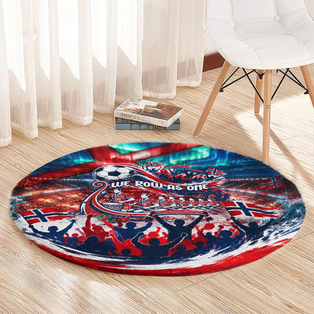 Norway Football Viking Row Round Carpet Viking Shield Aurora Borealis Dynamic Art