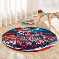 Norway Football Viking Row Round Carpet Viking Shield Aurora Borealis Dynamic Art