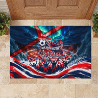 Norway Football Viking Row Rubber Doormat Viking Shield Aurora Borealis Dynamic Art