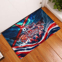 Norway Football Viking Row Rubber Doormat Viking Shield Aurora Borealis Dynamic Art