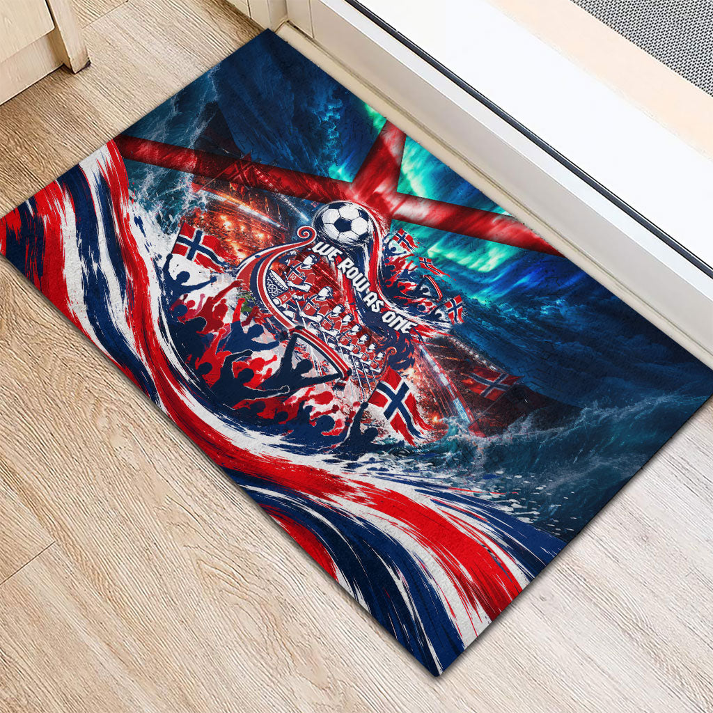 Norway Football Viking Row Rubber Doormat Viking Shield Aurora Borealis Dynamic Art