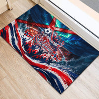 Norway Football Viking Row Rubber Doormat Viking Shield Aurora Borealis Dynamic Art