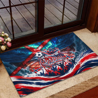 Norway Football Viking Row Rubber Doormat Viking Shield Aurora Borealis Dynamic Art